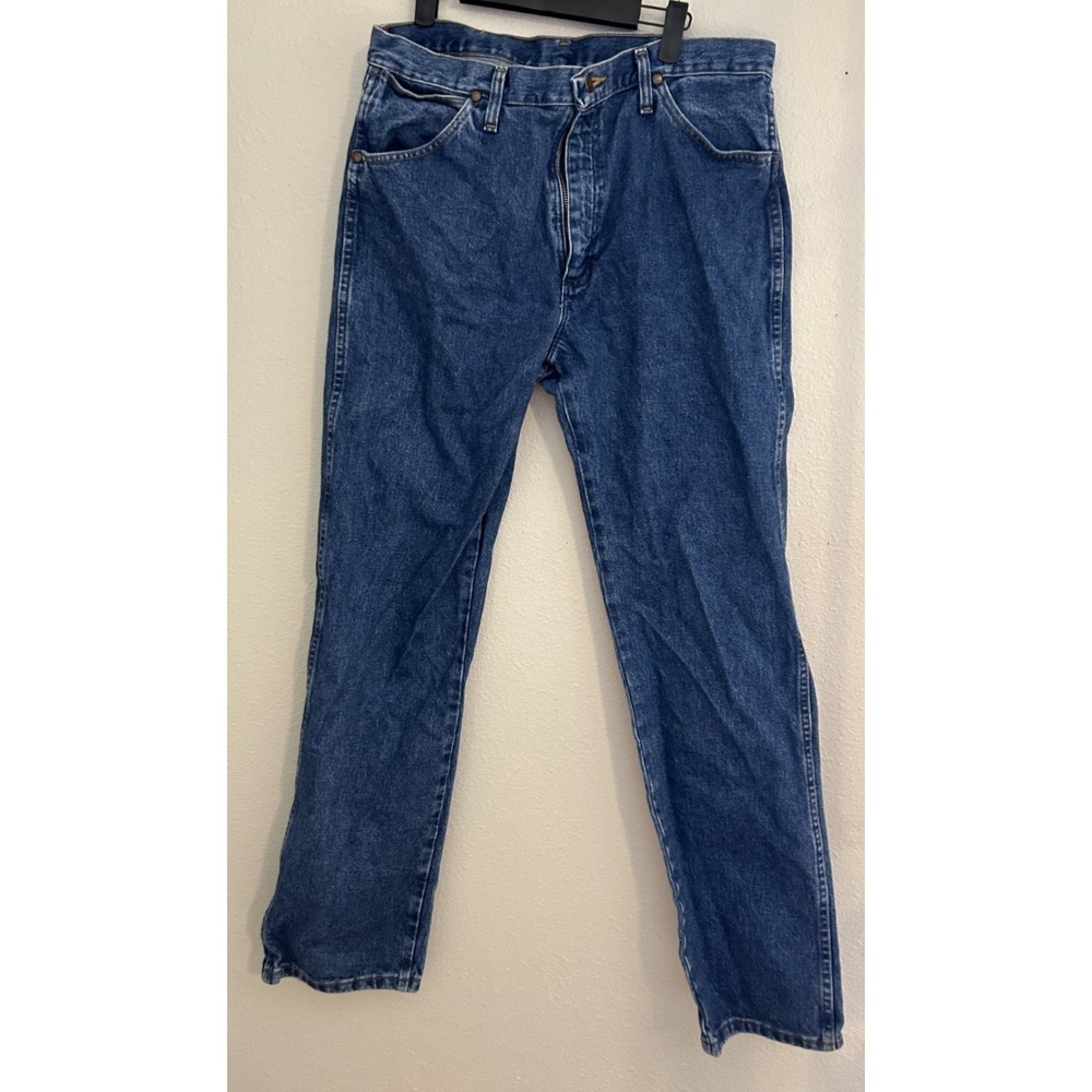 Men's Wrangler Jeans pants Size 34x32 Blue Denim Western Workwear Country - Picture 2 of 7